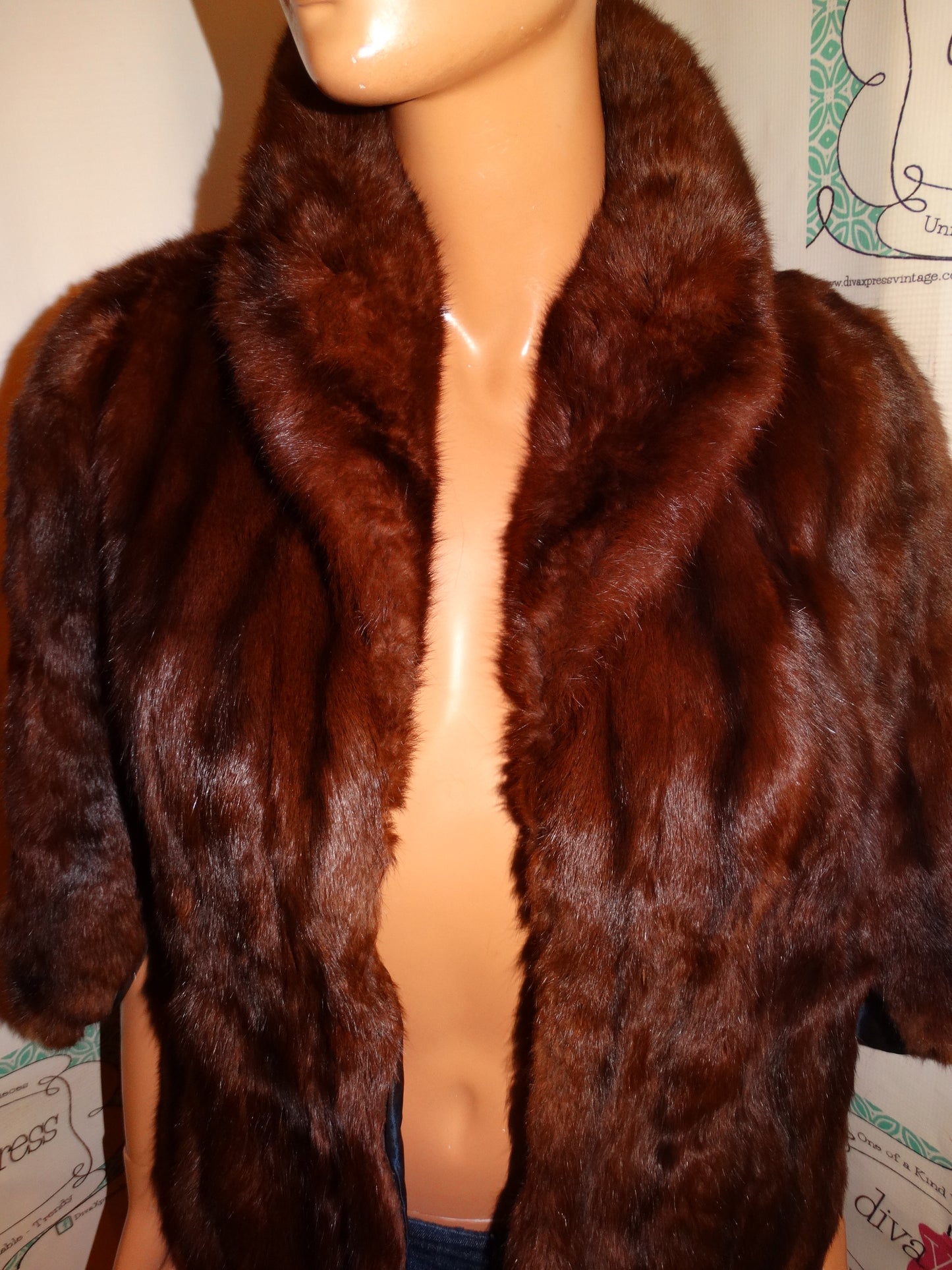 Vintage Mink Shawl Size S-2x With pockets