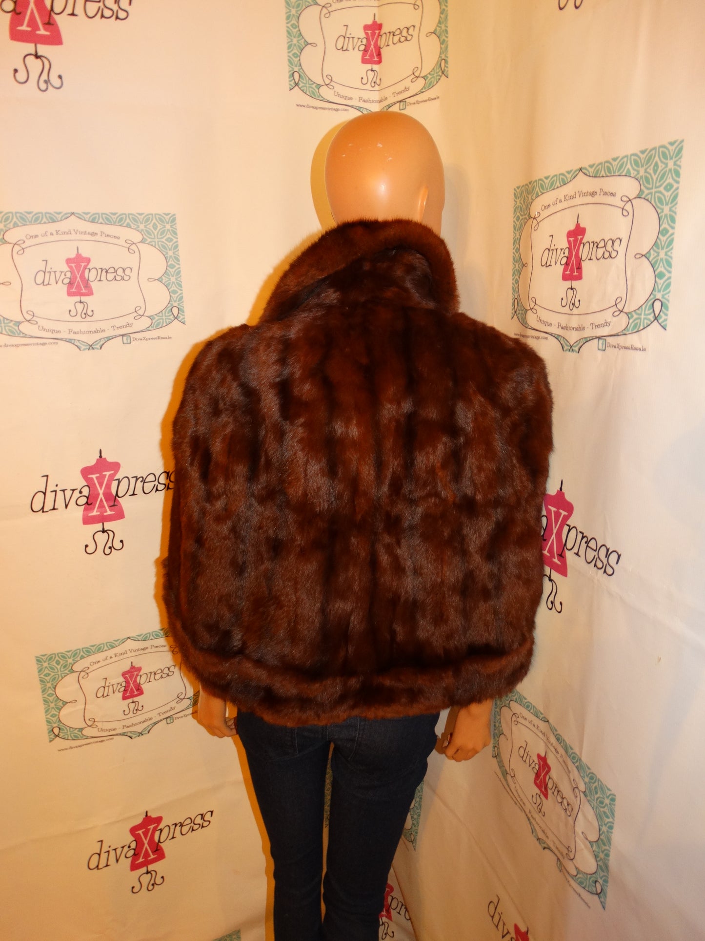 Vintage Mink Shawl Size S-2x With pockets
