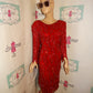Vintage Scala Red Sequins Dress Size L