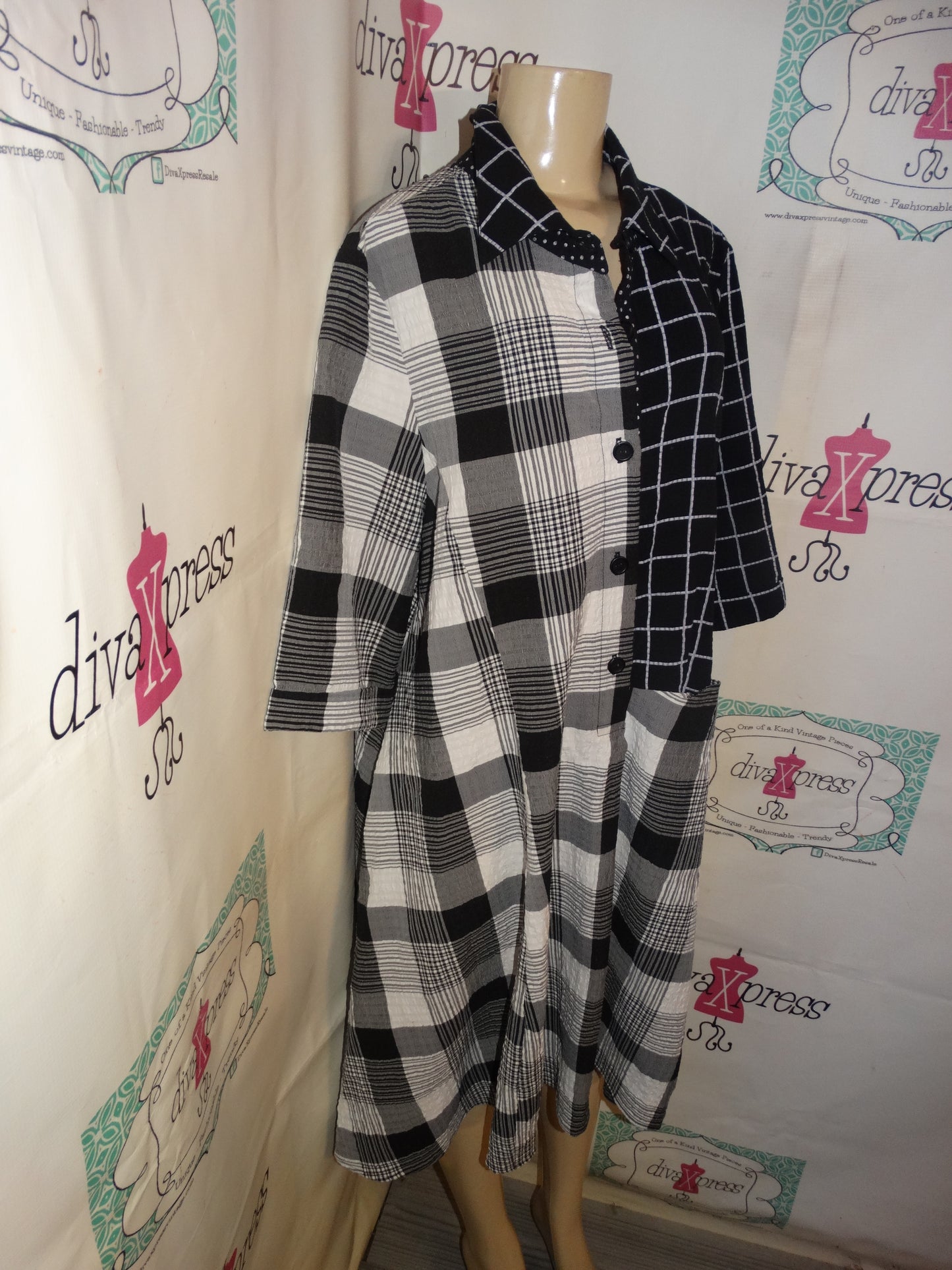 Vintage Moonlight Black/White Patch Dress Size 1x