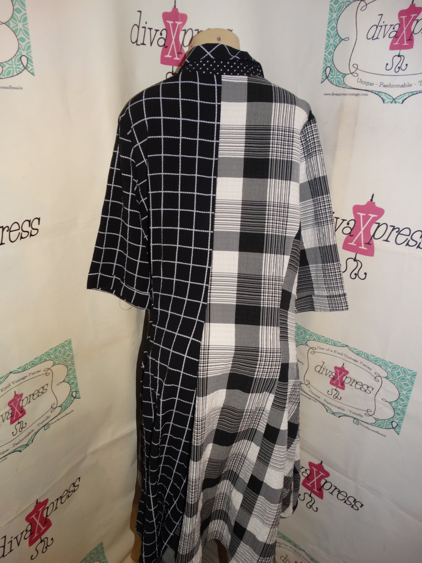 Vintage Moonlight Black/White Patch Dress Size 1x