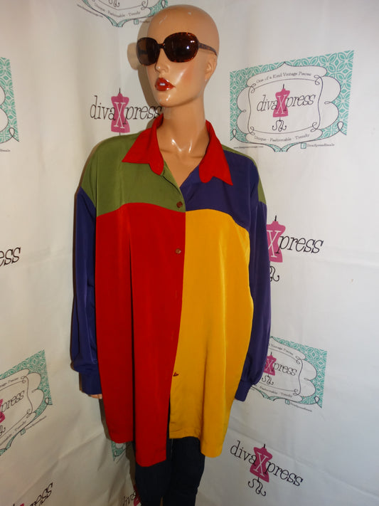 Vintage The Village Colorful Color-block Blouse Size 3x