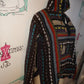 Vintage Brown Colorful Pull Over Sweater Jacket Size L