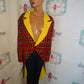 Vintage Magic By Freddy's Yellow/Black Plaid Tuxedo Blazer Size 3x