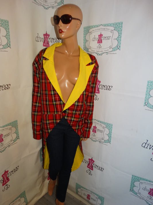 Vintage Magic By Freddy's Yellow/Black Plaid Tuxedo Blazer Size 3x