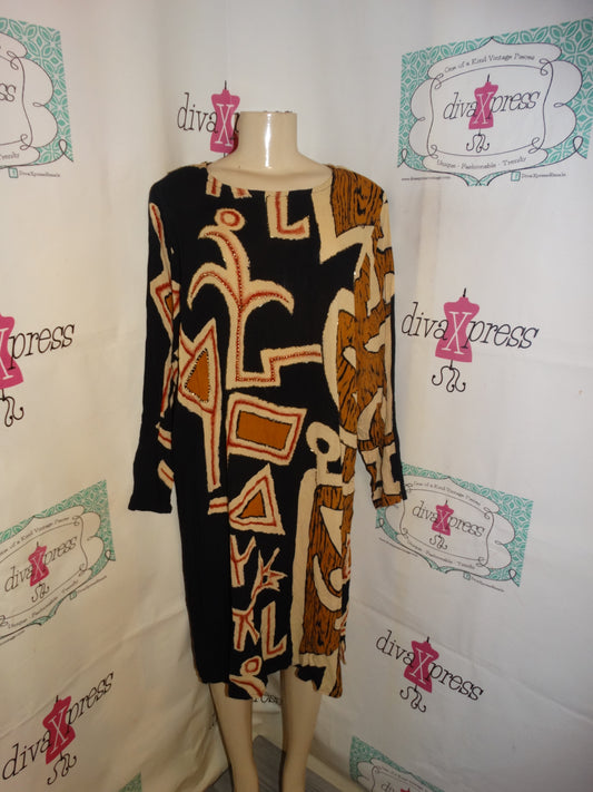 Vintage Rosey Tomato Black/Tan Dress Size XL