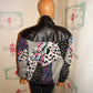 Vintage Ville Franche Black Leather/Polyester Patch Jacket Size M