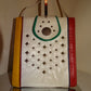 Vintage White Leather Colorful Purse Size S