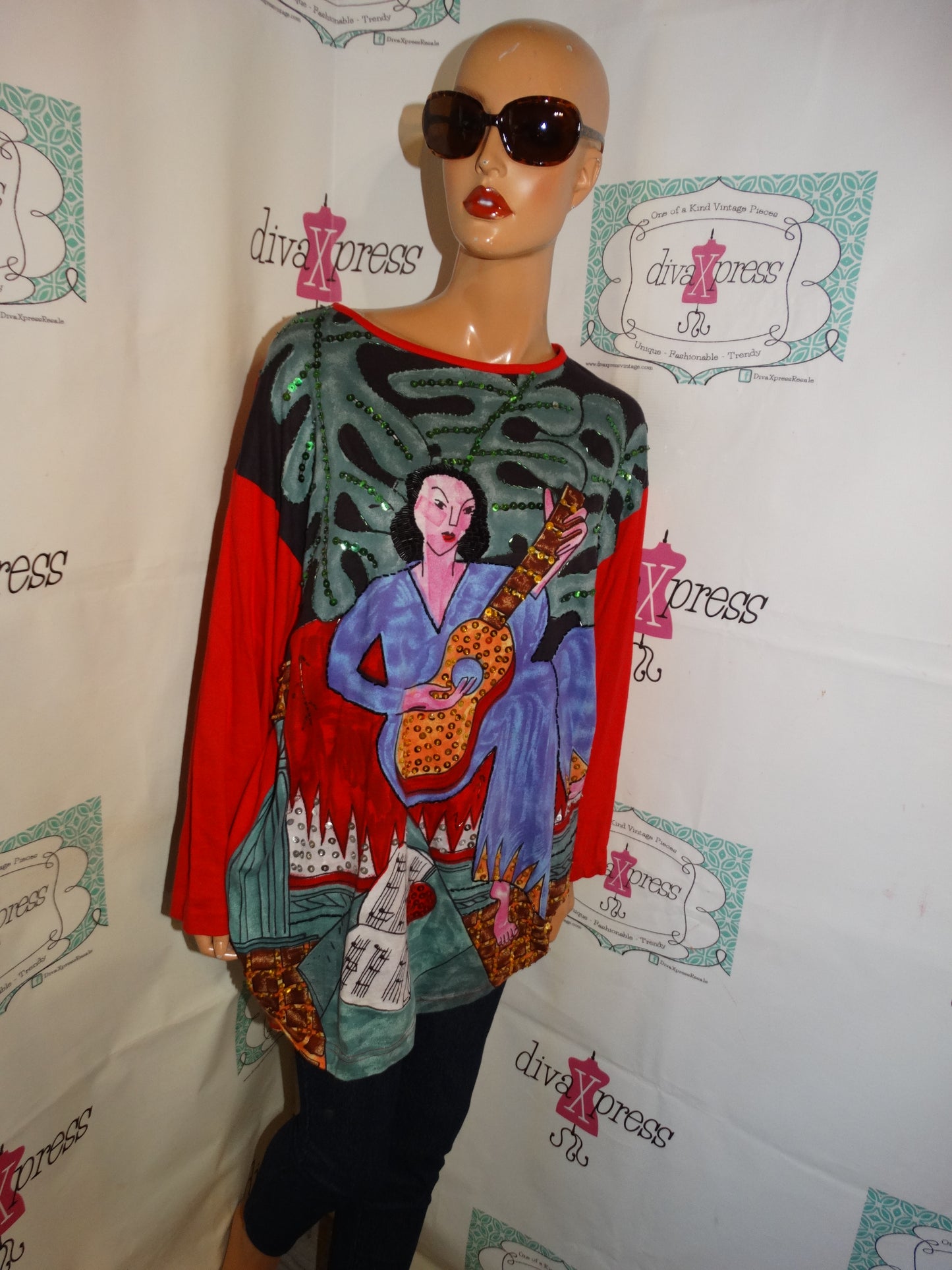 Vintage Rosey Tomatos Red Face Top Size 1x