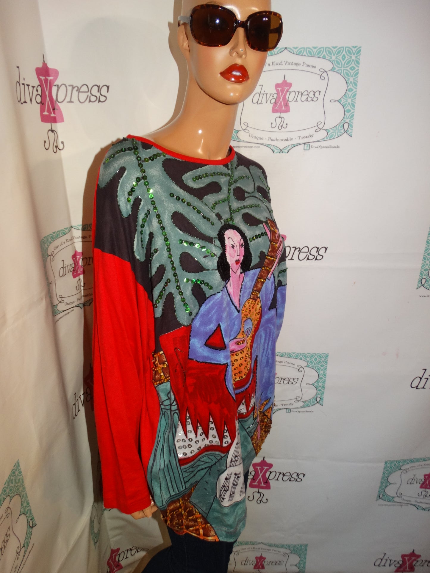 Vintage Rosey Tomatos Red Face Top Size 1x