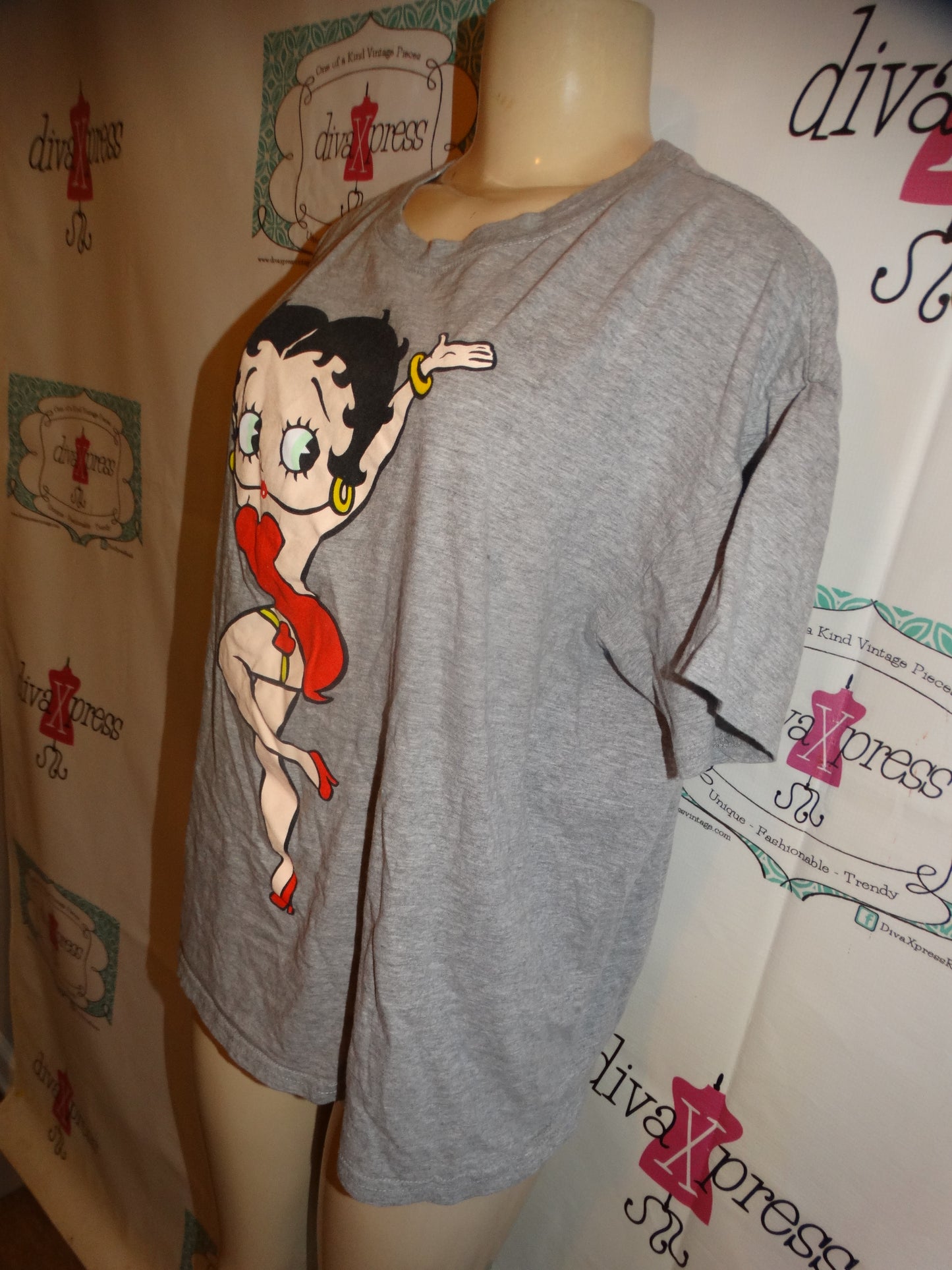 Vintage Betty Boop Gray T Shirt Size L
