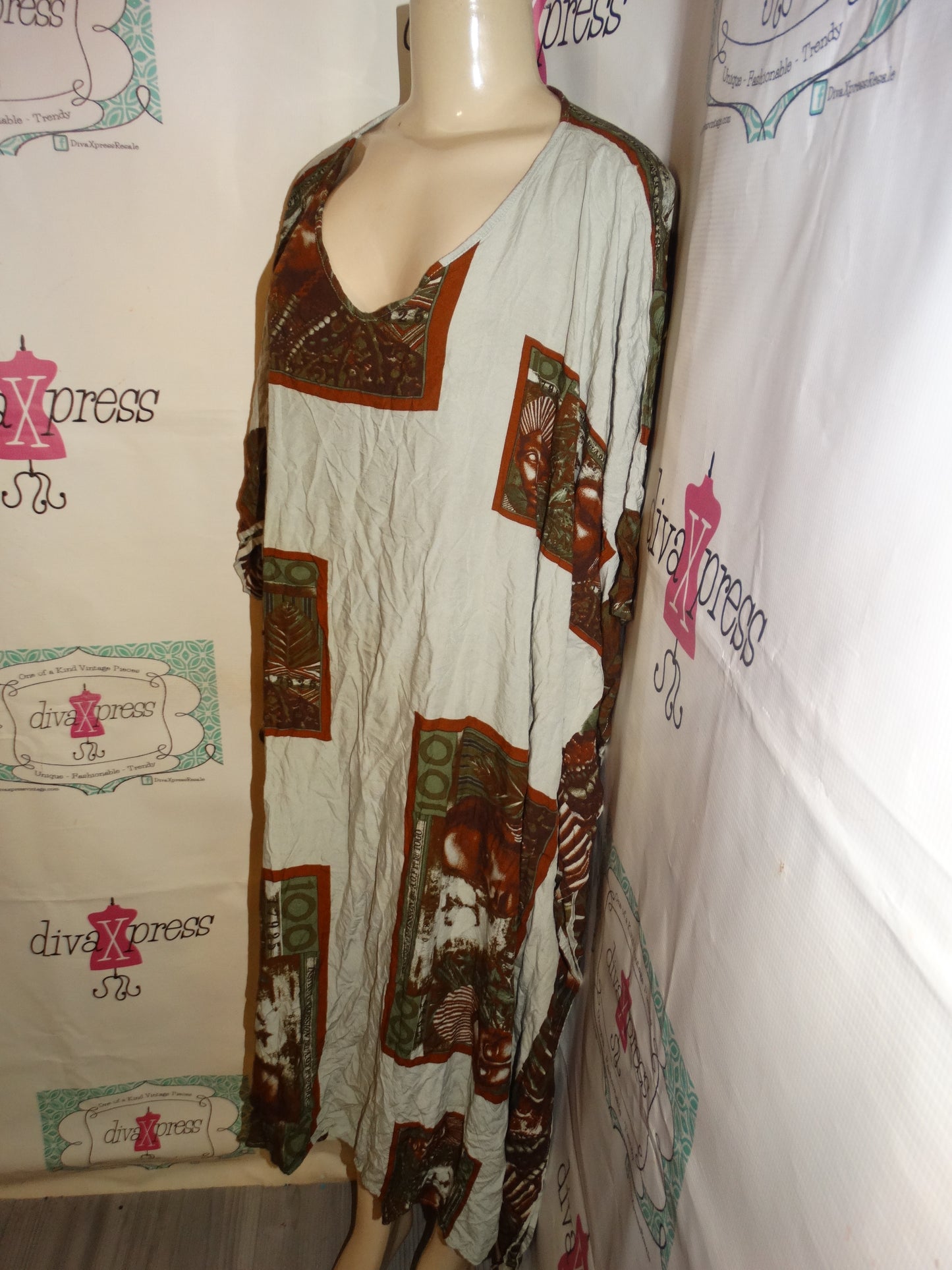 Vintage Step N Style Grey/Brown Dress Size 2x