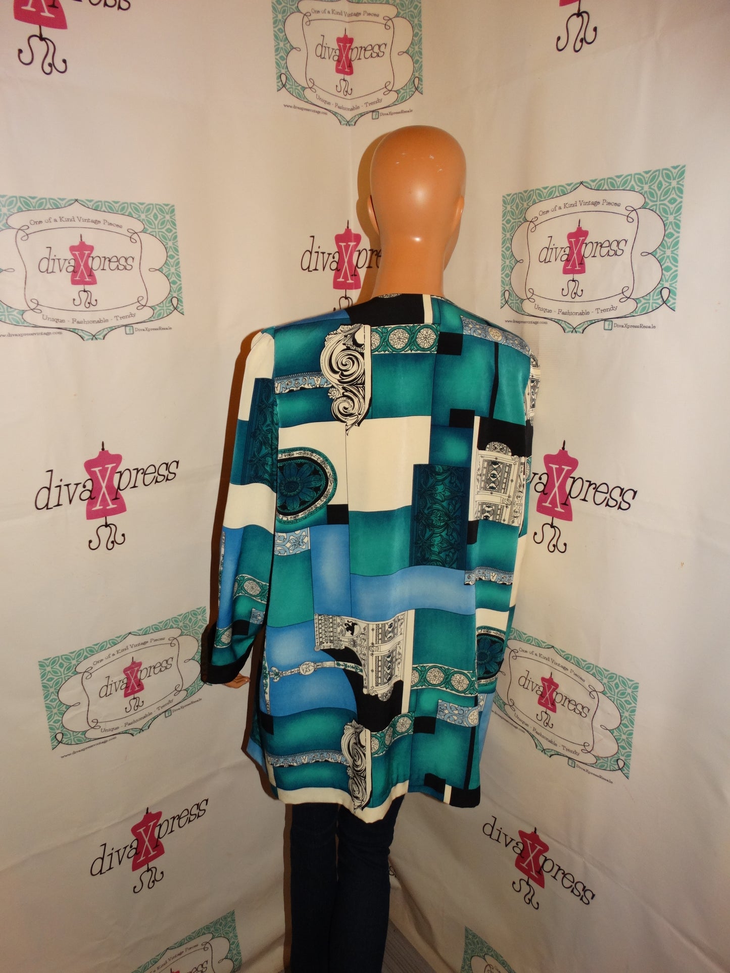 Vintage Peri Pettites Geen/Cream Throw Size 1x