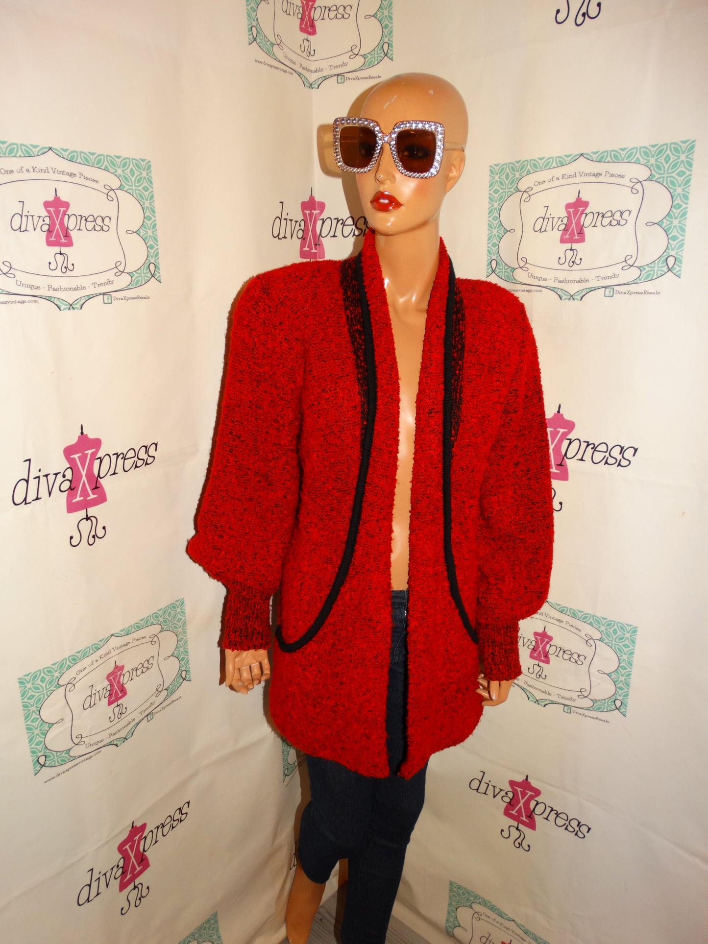 Vintage Side Effects Red Sweater Coat Size L