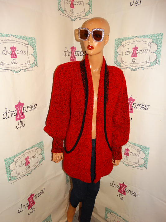 Vintage Side Effects Red Sweater Coat Size L