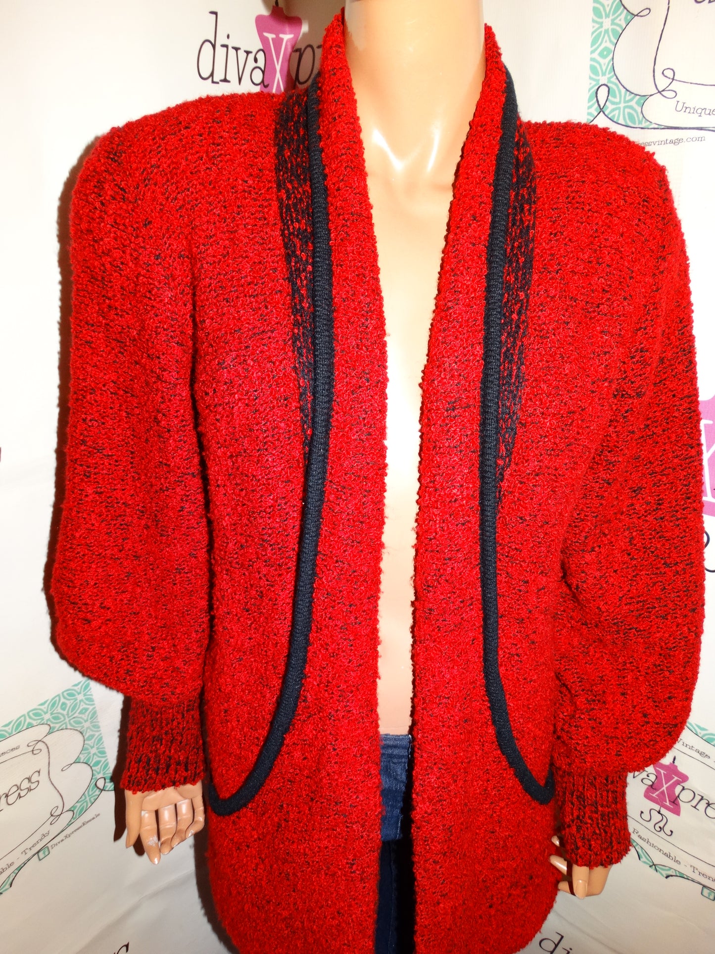 Vintage Side Effects Red Sweater Coat Size L