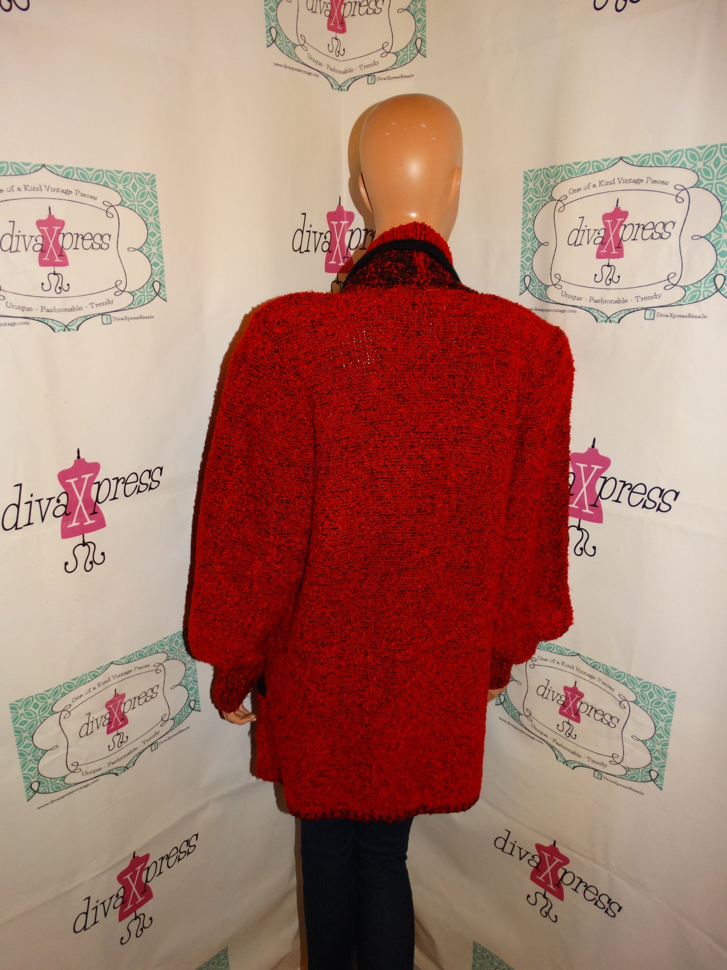 Vintage Side Effects Red Sweater Coat Size L