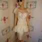 Vintage White Sequins Beaded Dress Size S