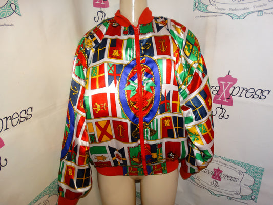 Vintage PB Collection White Flag Thick Bomber Jacket Size L