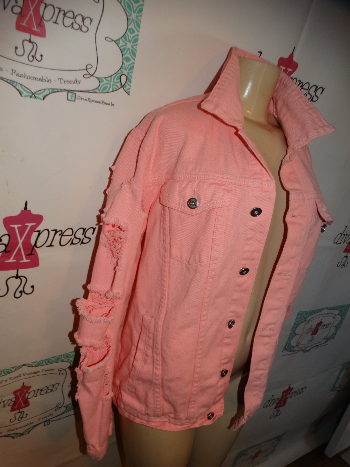 Pink Jean Jacket Size L