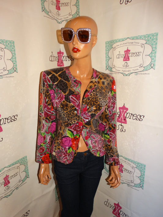 Vintage Leopard Sequins Blazer Size S