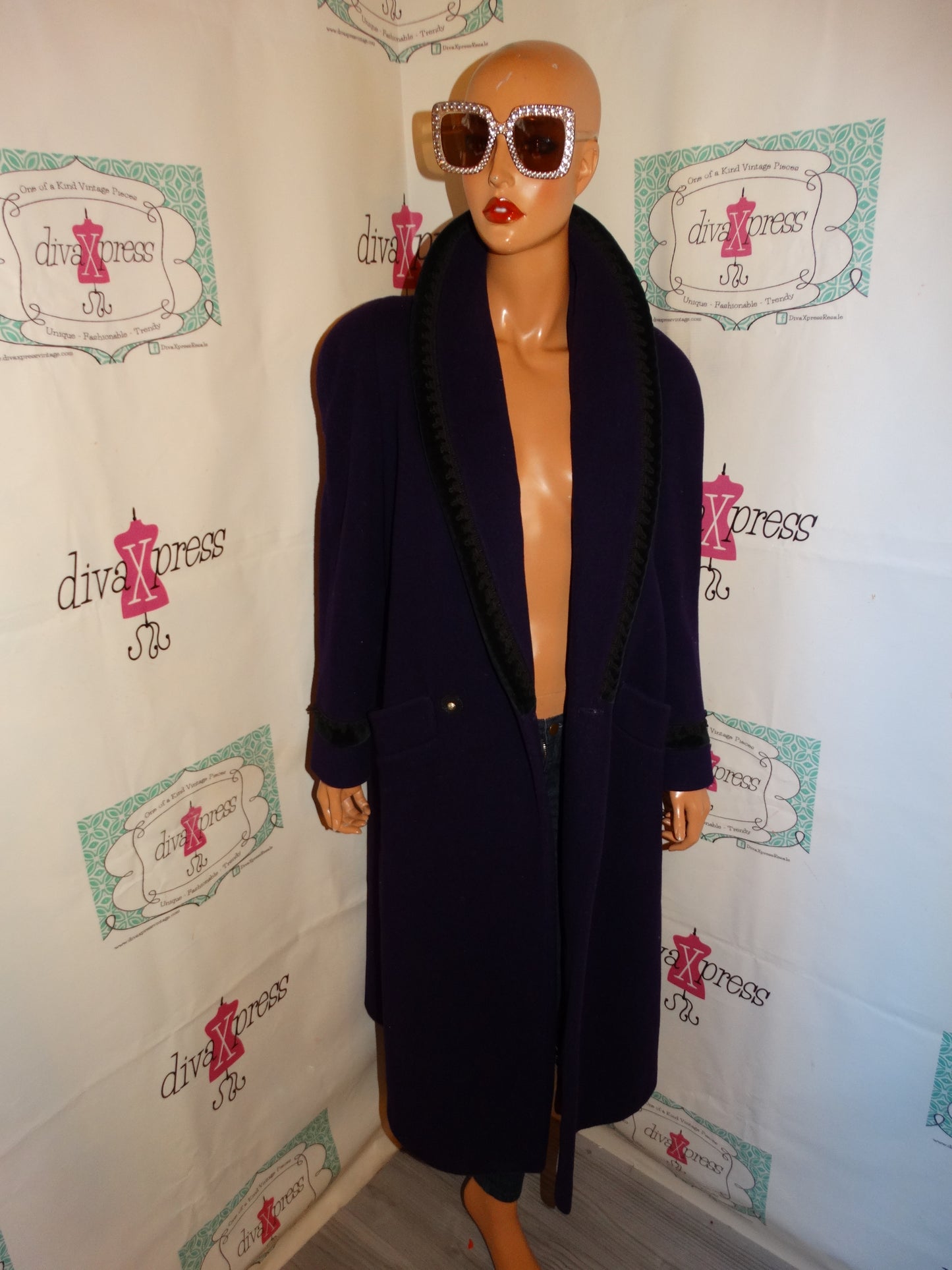 Vintage Leslie Fay Purple Wool Coat Size L