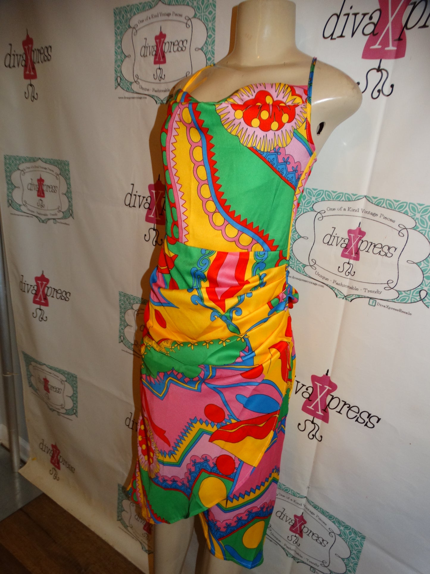 Colorful Spaghetti Strap Dress Size M