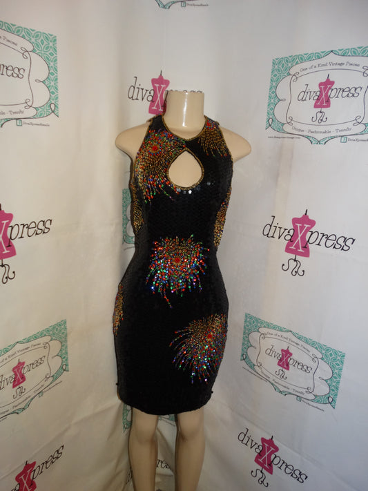 Vintage Nadine Black Sequins Dress Size S