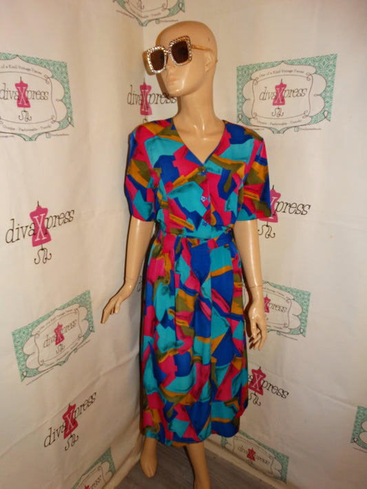 Vintage Katie Brooks Colorful 2 Piece Skirt Set Size M