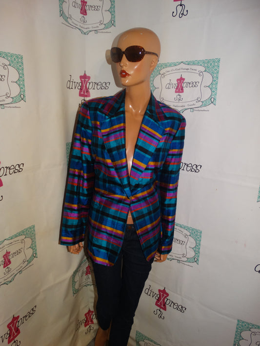 Vintage Regina Portor Green/Pink Black Blazer Size L