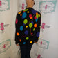 Vintage Marie Diamond Black Polka Dot Sweater Colorful Size XL