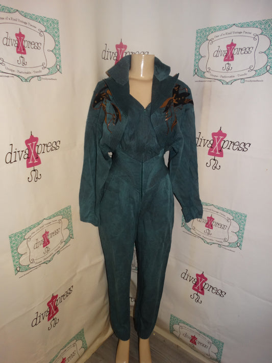 Vintage IIF Green Beaded Romper Size S