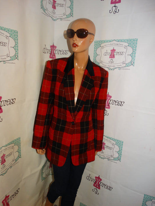 Vintage Sag Black/Red Wool Blazer Size L