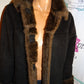 Vintage UTex Black Faux Fur Collar Sleeve Coat Size L