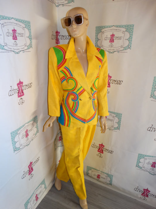 Vintage PRemier 2 Piece Yellow Colorful Set size M