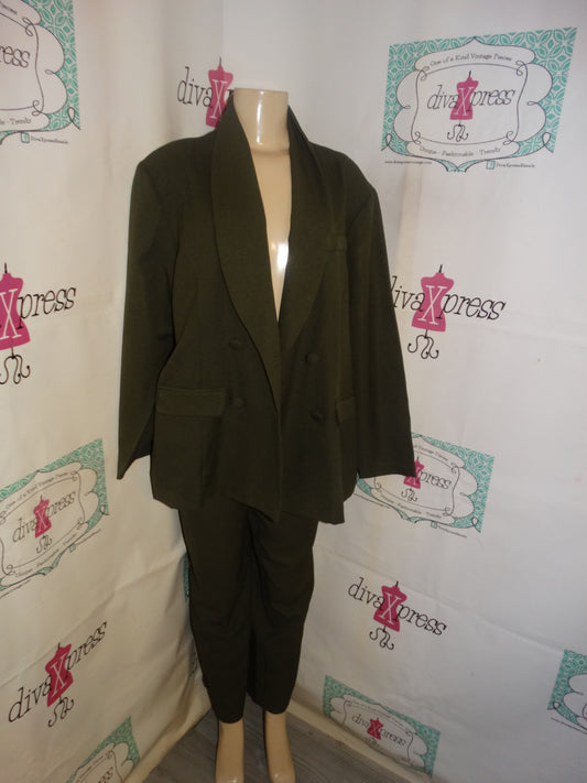 Vintage New Yorker Green 2 Piece Pants Suit Size 2x