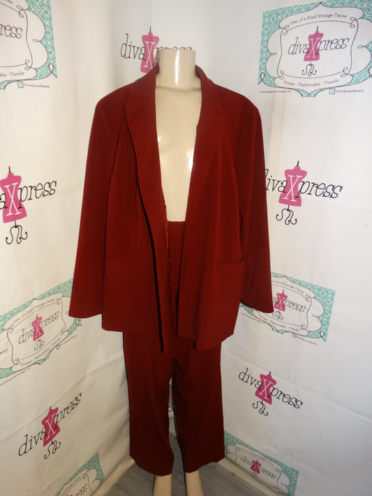 Vintage Nine West Burgundy 2 Piece Pants Suit Size 2x