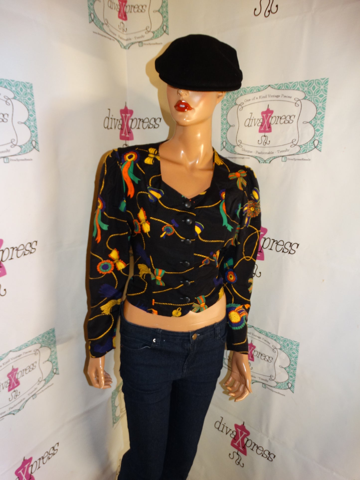 Vintage Moda In Black Chain Top Size S