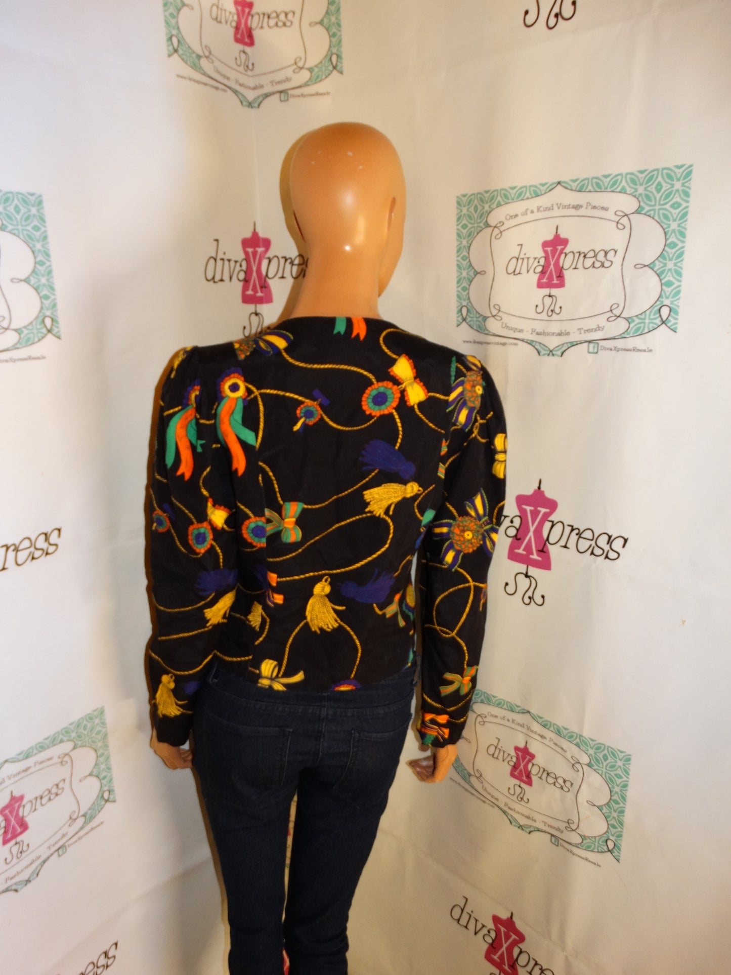 Vintage Moda In Black Chain Top Size S