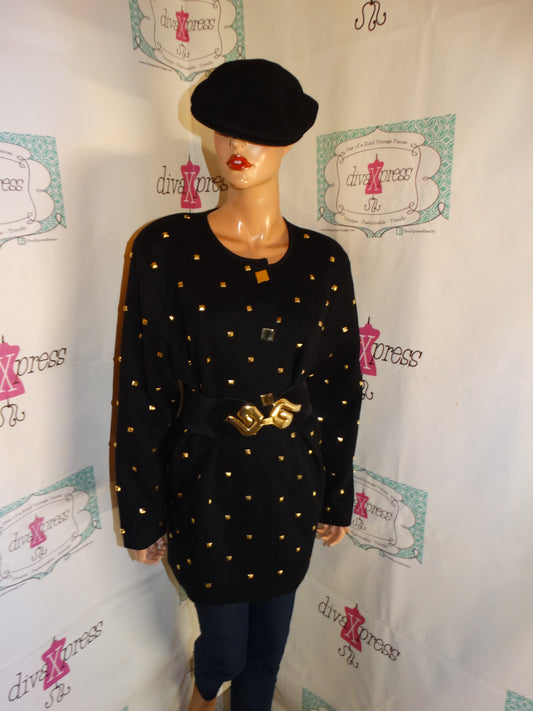 Vintage Outlander Black Gold Beaded Throw Size 1x