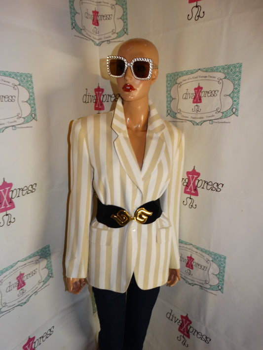 Vintage Jones New York Tan/White Stripe Blazer Size M