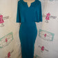 Vintage Teal Draped BodyCon Dress Size XL