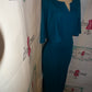 Vintage Teal Draped BodyCon Dress Size XL
