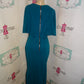 Vintage Teal Draped BodyCon Dress Size XL