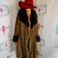 Vintage Leopard Faux Fur Collar Coat Size M