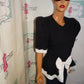 Vintage SL Fashions Black/White Bow Top Size M