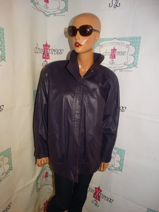 Vintage Rosenthal Fur Purple Leather Jacket Size L