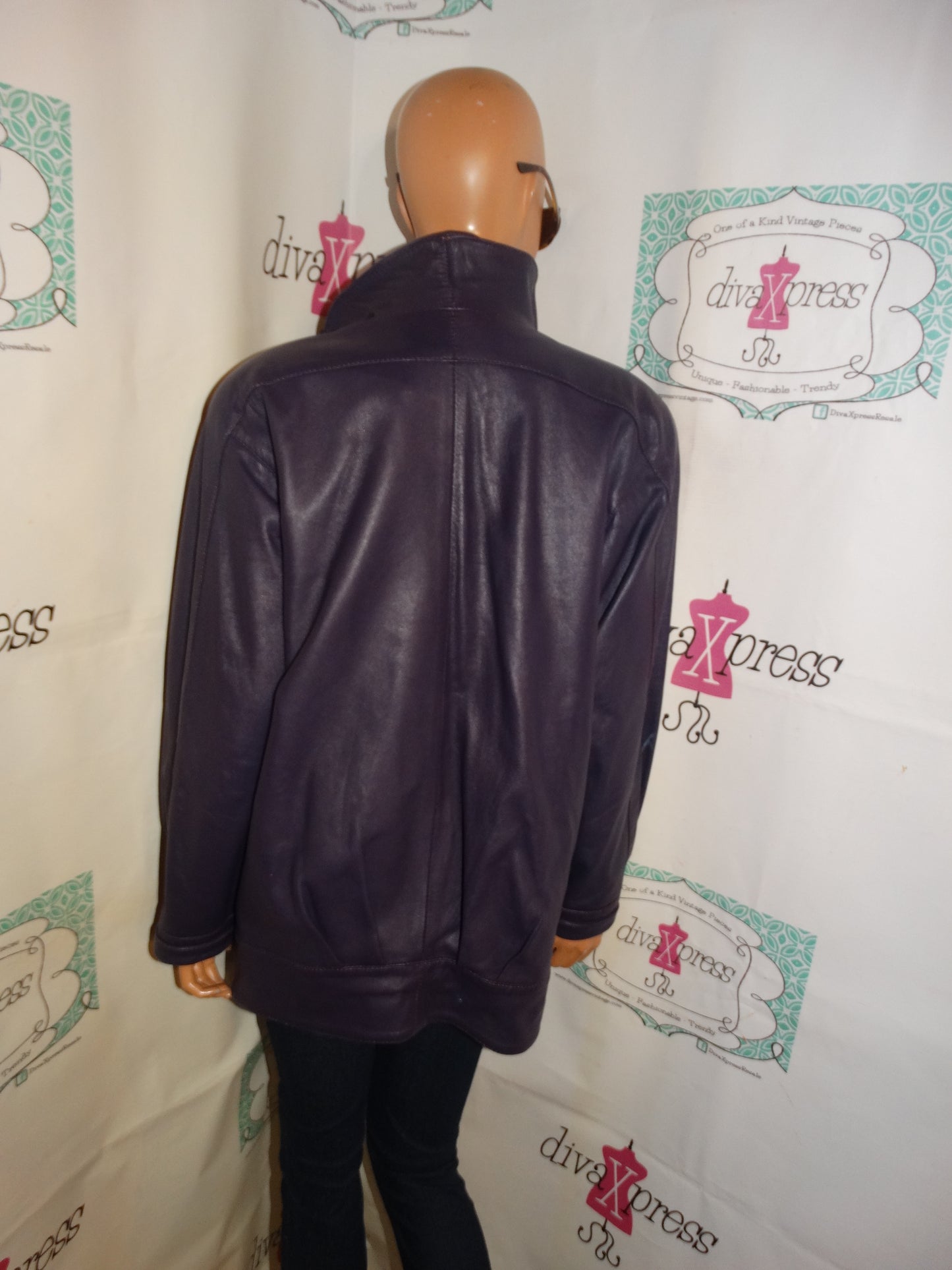 Vintage Rosenthal Fur Purple Leather Jacket Size L