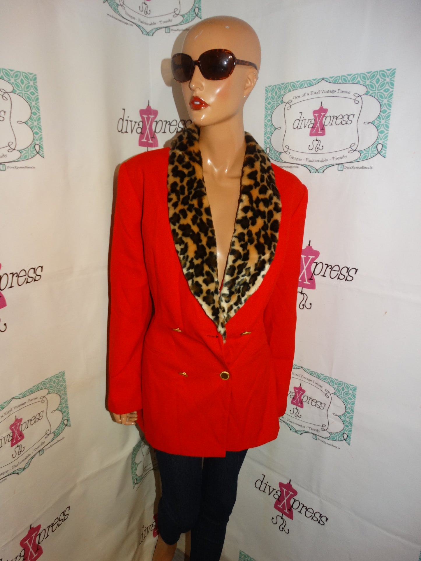 Vintage K&B Red Leopard Blazer Size L