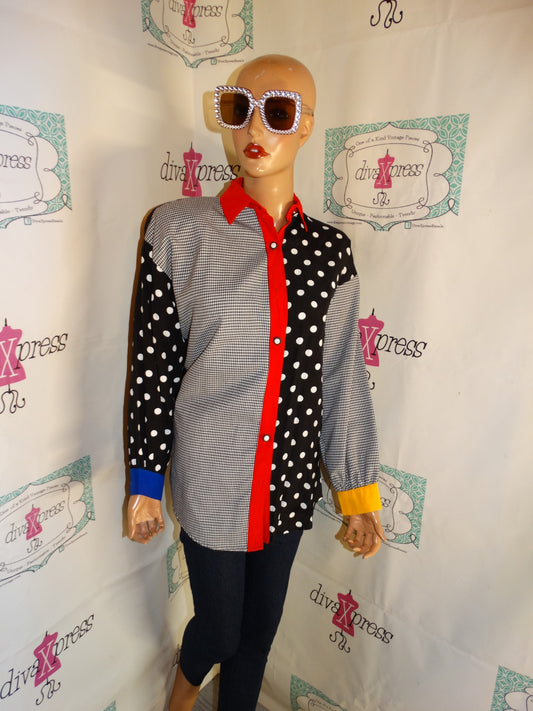 Vintage Trauma Black/White Yellow/Blouse Size L